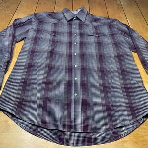 Stetson Checker Plaid Snap Button Up Shirt Western Cowboy Size XL